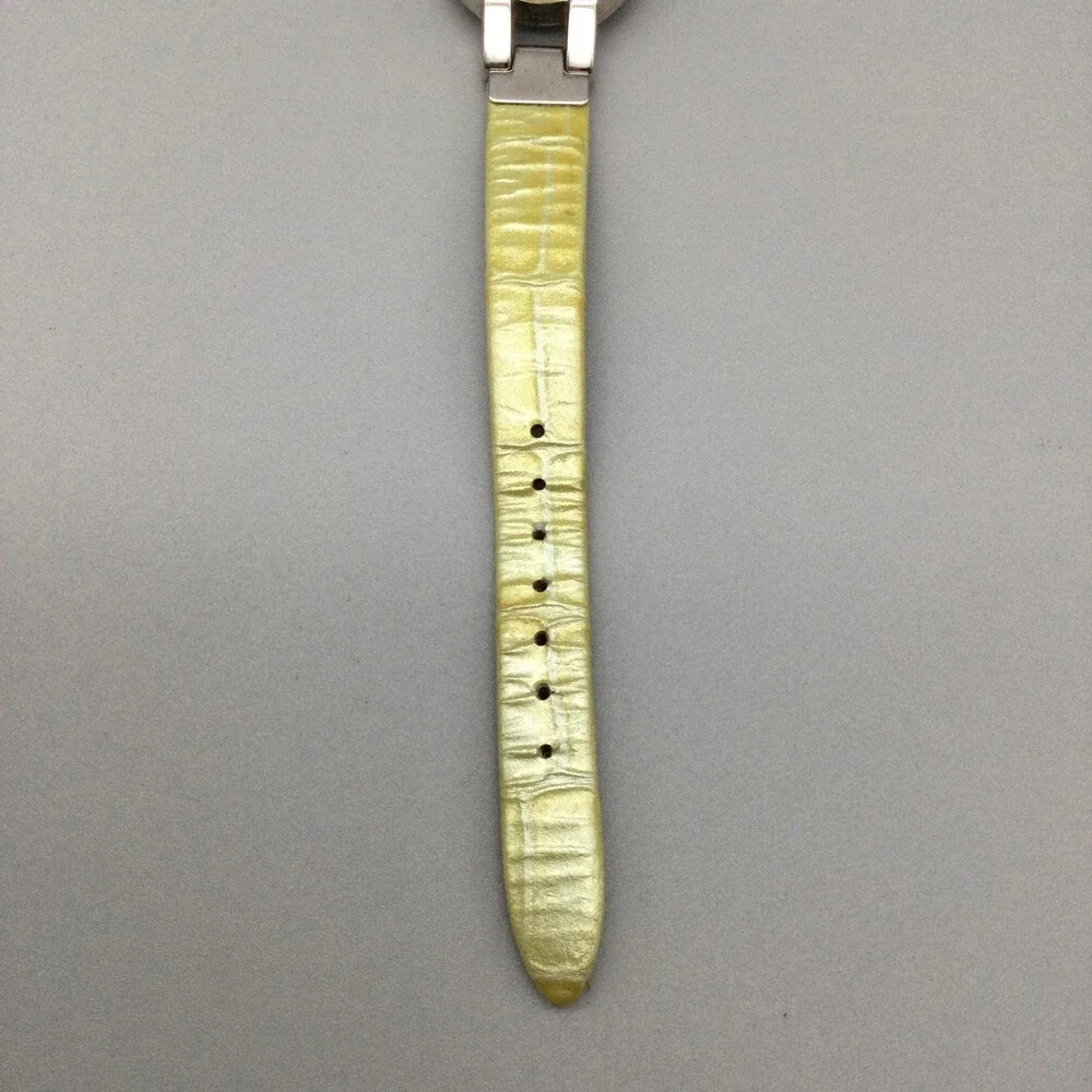 Pulsar Womens Watch 25mm Silver Tone Yellow Leather V400-1090 New Battery